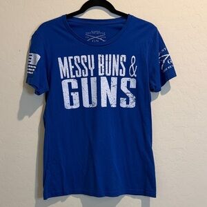 Grunt Style Blue 'Messy Buns & Guns' Graphic Tee